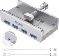 🔌 orico powered usb hub type c to usb 3.0 adapter with 4 usb 3.0 ports, compact mountable aluminum usb hub, high-speed transfer with type c to type a data cable, clamp design for desktop - enhanced seo logo