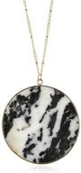 ⚪ bohemian natural stone geometric pendant necklace: statement chain with boho round charm, layering disc marble quartz – riah fashion logo