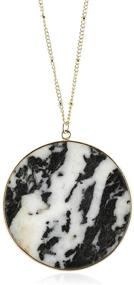img 4 attached to ⚪ Bohemian Natural Stone Geometric Pendant Necklace: Statement Chain with Boho Round Charm, Layering Disc Marble Quartz – RIAH FASHION