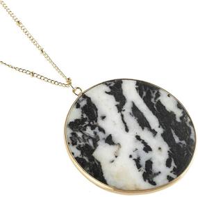 img 3 attached to ⚪ Bohemian Natural Stone Geometric Pendant Necklace: Statement Chain with Boho Round Charm, Layering Disc Marble Quartz – RIAH FASHION