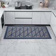 🔵 коврики и ковры для кухни vanzavanzu - 43x20 дюймов, нескользящие, супервпитывающие, с латексной подкладкой для кухонных ковров - 100% микрофибра, прочные, стиральные коврики для кухни в ванной комнате, дверном проеме, на полу - (синий) логотип