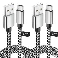 ⚡️ fast charging usb c cable 6ft 2pack - premium nylon type c charger for samsung galaxy s10 s10e s9 s8 s20 plus, note 10 9 8 logo