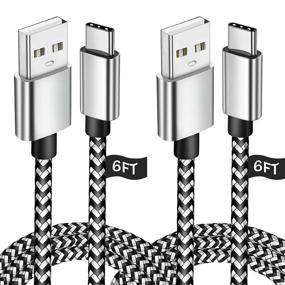 img 4 attached to ⚡️ Fast Charging USB C Cable 6Ft 2Pack - Premium Nylon Type C Charger for Samsung Galaxy S10 S10E S9 S8 S20 Plus, Note 10 9 8