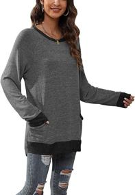 img 2 attached to Geifa Women's Sweaters: Crewneck Sweatshirt with Pocket - Long Sleeve Tunic Tops