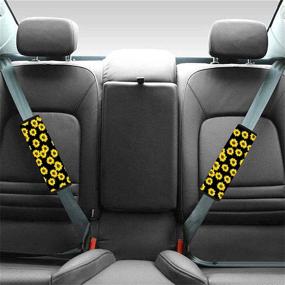 img 1 attached to 🐆 Enhance Your Vehicle's Interior with Frestree Black Leopard Car Interior Accessories: 4 Seat Covers, 1 Steering Wheel Cover, 2 Seat Belt Pads - Universal Cushion Protector for Most Vehicles