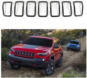 img 4 attached to 🚙 2019-2020 Jeep Cherokee Black Front Grille Rings Grill Inserts Cover Frame Trims Kit