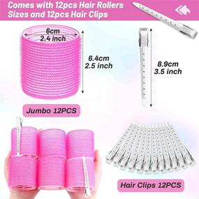 img 3 attached to 💇 Gikasa Jumbo Hair Curlers Rollers Set with Stainless Steel Duckbill Clips - 24Pcs Self Grip Holding Rollers for Long Medium Short Thick Fine Thin Hair Bangs Volume