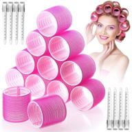 💇 gikasa jumbo hair curlers rollers set with stainless steel duckbill clips - 24pcs self grip holding rollers for long medium short thick fine thin hair bangs volume logo
