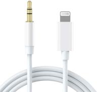 🔌 apple mfi certified lightning to 3.5mm aux audio stereo cable - for iphone 11/11 pro/xs/xr/x/8/7/ipad, ipod - car stereo, speaker, headphone - all ios compatible (white) logo