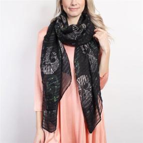 img 1 attached to Bohemian Sugar Skull Print Scarf Women's Accessories and Scarves & Wraps