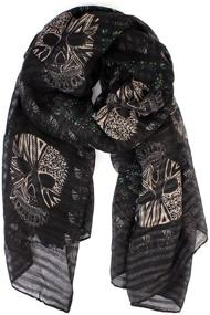 img 2 attached to Bohemian Sugar Skull Print Scarf Women's Accessories and Scarves & Wraps