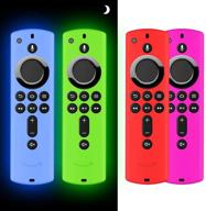 📱 [4pcs] silicone cover case for fire tv remote and firestick remote - lightweight/anti slip/shock proof - tv firestick 4k / tv 2nd gen(3rd gen) - glow green + glow blue + red + purple logo