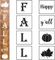 🍁 fall decor: 8-pack large vertical happy fall y'all stencils with pumpkin and maple leaf motifs for painting on wood - ideal for thanksgiving front porch signs logo