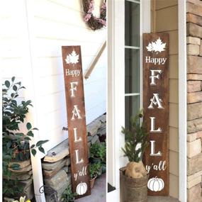 img 2 attached to 🍁 Fall Decor: 8-Pack Large Vertical Happy Fall Y'all Stencils with Pumpkin and Maple Leaf Motifs for Painting on Wood - Ideal for Thanksgiving Front Porch Signs