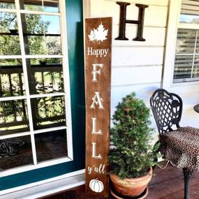 img 3 attached to 🍁 Fall Decor: 8-Pack Large Vertical Happy Fall Y'all Stencils with Pumpkin and Maple Leaf Motifs for Painting on Wood - Ideal for Thanksgiving Front Porch Signs