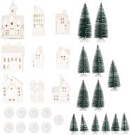 porcelain winter village led tea light tabletop christmas figurine set with 31 pieces - boxed logo