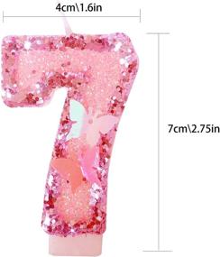 img 1 attached to 🎂 Dadybaby Pink Glitter Happy Birthday Cake Candles - Handmade Sequin Numeral Candle Number 7