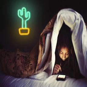 img 3 attached to 🌵 LED Neon Wall Signs for Decor, USB Charging/Battery Operated, Bedroom Wall Lights for Wedding, Valentine's Day, Kids Room, Bar, Christmas, Birthday Party (Cactus GreenYellow)