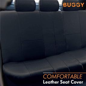 img 2 attached to 👌 Full Set of Premium PU Leather Black Seat Covers with Enhanced Durability and Improved Aesthetics