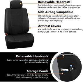 img 1 attached to 👌 Full Set of Premium PU Leather Black Seat Covers with Enhanced Durability and Improved Aesthetics