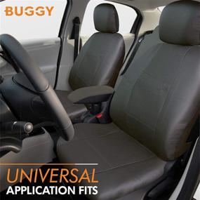 img 3 attached to 👌 Full Set of Premium PU Leather Black Seat Covers with Enhanced Durability and Improved Aesthetics