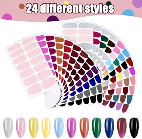 img 2 attached to 💅 336-Piece Self-Adhesive Nail Polish Sticker Set: Full Nail Wraps in Classic Colors - Glitter Strips, Solid Color Nail Decals | Includes Nail File | Ideal for Women, Girls, and Kids