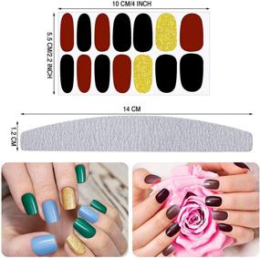 img 3 attached to 💅 336-Piece Self-Adhesive Nail Polish Sticker Set: Full Nail Wraps in Classic Colors - Glitter Strips, Solid Color Nail Decals | Includes Nail File | Ideal for Women, Girls, and Kids