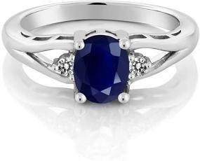 img 3 attached to 💍 Sapphire Diamond Sterling Silver Stone Women's Jewelry: Perfect for Weddings & Engagements!