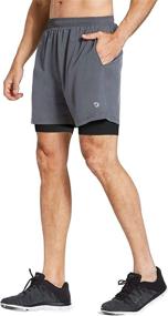 img 3 attached to 🏃 BALEAF Men's Quick Dry 2 in 1 Running Shorts with Zipper Pocket - 5" Athletic Workout Shorts