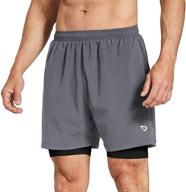 🏃 baleaf men's quick dry 2 in 1 running shorts with zipper pocket - 5" athletic workout shorts logo