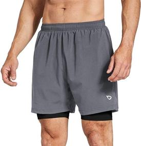 img 4 attached to 🏃 BALEAF Men's Quick Dry 2 in 1 Running Shorts with Zipper Pocket - 5" Athletic Workout Shorts