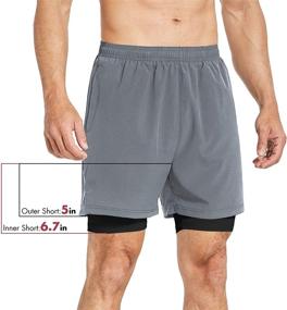 img 2 attached to 🏃 BALEAF Men's Quick Dry 2 in 1 Running Shorts with Zipper Pocket - 5" Athletic Workout Shorts