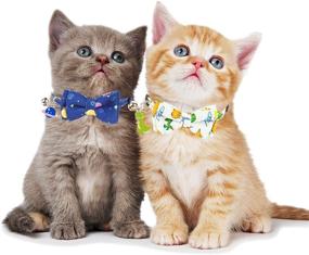 img 3 attached to 🐱 ADOGGYGO Cat Collar Breakaway with Cute Bow Tie Bell - 2 Pack Kitten Collar with Removable Bowtie in Universe, Dinosaur, Rainbow, and Sea Patterns - Cat Bowtie Collar for Cat Kitten Kitty Puppy