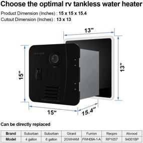 img 1 attached to 🔥 Propane Gas Tankless RV Water Heater | Remote Control | 15x15-inch Black Door | Ideal for RVs, Campers, and Travel Trailers | 12V DC | 1.58GPM | 42000BTU