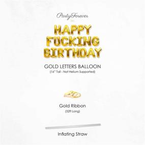 img 3 attached to 🎈 PartyForever Gold Happy F*cking Birthday Balloons Banner: Men and Women Supplies for an Unforgettable Birthday Party!