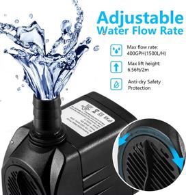img 1 attached to 🌊 CWKJ Fountain Pump - 2 Packs 400GPH (25W 1500L/H) Submersible Water Pump with 6.5ft Tubing (ID x 1/2-Inch) - Durable Outdoor Fountain Water Pump for Aquarium, Pond, Fish Tank - Includes 3 Nozzles - Efficient Water Pump