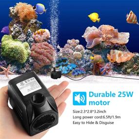 img 2 attached to 🌊 CWKJ Fountain Pump - 2 Packs 400GPH (25W 1500L/H) Submersible Water Pump with 6.5ft Tubing (ID x 1/2-Inch) - Durable Outdoor Fountain Water Pump for Aquarium, Pond, Fish Tank - Includes 3 Nozzles - Efficient Water Pump