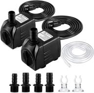 🌊 cwkj fountain pump - 2 packs 400gph (25w 1500l/h) submersible water pump with 6.5ft tubing (id x 1/2-inch) - durable outdoor fountain water pump for aquarium, pond, fish tank - includes 3 nozzles - efficient water pump логотип