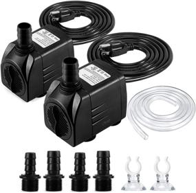 img 4 attached to 🌊 CWKJ Fountain Pump - 2 Packs 400GPH (25W 1500L/H) Submersible Water Pump with 6.5ft Tubing (ID x 1/2-Inch) - Durable Outdoor Fountain Water Pump for Aquarium, Pond, Fish Tank - Includes 3 Nozzles - Efficient Water Pump