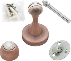 img 1 attached to Royal H&amp;H Heavy Duty Magnetic Doorstop - Floor/Wall Mount Door Stopper Holder for Home, Office, Hotel - Solid Stainless Steel Metal with Catch Stand, Screw Kit - Antique Copper Finish