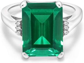 img 3 attached to 💍 Gem Stone King 925 Sterling Silver Green Simulated Emerald Engagement Ring - 6.57 Cttw Emerald Cut, Sizes 5-9