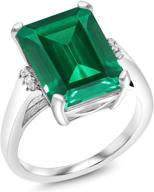 💍 gem stone king 925 sterling silver green simulated emerald engagement ring - 6.57 cttw emerald cut, sizes 5-9 logo