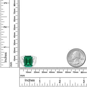 img 1 attached to 💍 Gem Stone King 925 Sterling Silver Green Simulated Emerald Engagement Ring - 6.57 Cttw Emerald Cut, Sizes 5-9