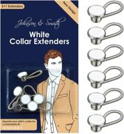 👔 white metal collar extenders by johnson & smith: expand your men's dress shirt size with this 5 +1 pack extension solution - 3/8 logo