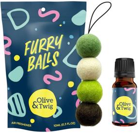 img 4 attached to 🚗 Olive & Twig Furry Balls Car Air Freshener, 100% Wool with Long Lasting Fresh Scent - Green Envy, Apple Berries - Road Trip Essential!