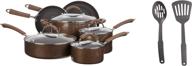 farberware 10570 millennium nonstick 12 piece cookware set in bronze: pots and pans for effortless cooking logo