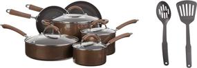 img 4 attached to Farberware 10570 Millennium Nonstick 12 Piece Cookware Set in Bronze: Pots and Pans for Effortless Cooking