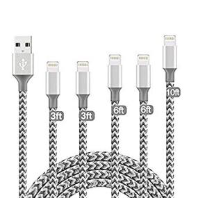 img 1 attached to 🔌 Кабель Lightning Apple MFi сертифицированный 5Pack [3/3/6/6/10FT] Нейлоновый оплетенный шнур для зарядки iPhone - Быстрая зарядка и синхронизация данных через USB провод для iPhone 12/Pro/Pro Max/11/XS/Max/XR/X/8/7/6s/6/SE