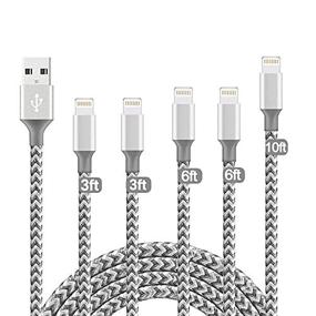 img 3 attached to 🔌 Кабель Lightning Apple MFi сертифицированный 5Pack [3/3/6/6/10FT] Нейлоновый оплетенный шнур для зарядки iPhone - Быстрая зарядка и синхронизация данных через USB провод для iPhone 12/Pro/Pro Max/11/XS/Max/XR/X/8/7/6s/6/SE