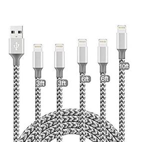 img 4 attached to 🔌 Кабель Lightning Apple MFi сертифицированный 5Pack [3/3/6/6/10FT] Нейлоновый оплетенный шнур для зарядки iPhone - Быстрая зарядка и синхронизация данных через USB провод для iPhone 12/Pro/Pro Max/11/XS/Max/XR/X/8/7/6s/6/SE